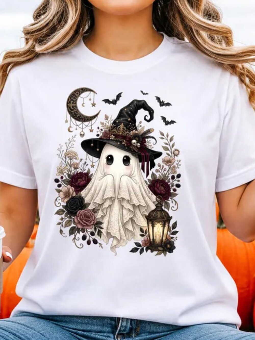 Cute Ghost Halloween Shirt, Floral Ghost Tee, Halloween Gift